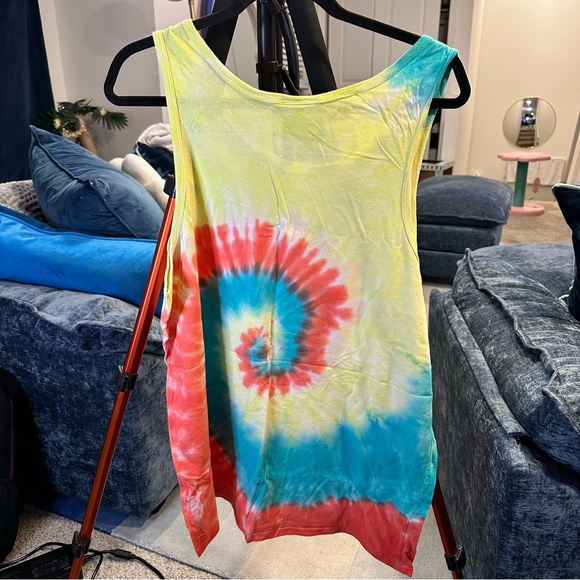 T&C Surf Designs Hawaii Tie Dye Tank Top in Yellow/Red/Green - Picture 2 of 5